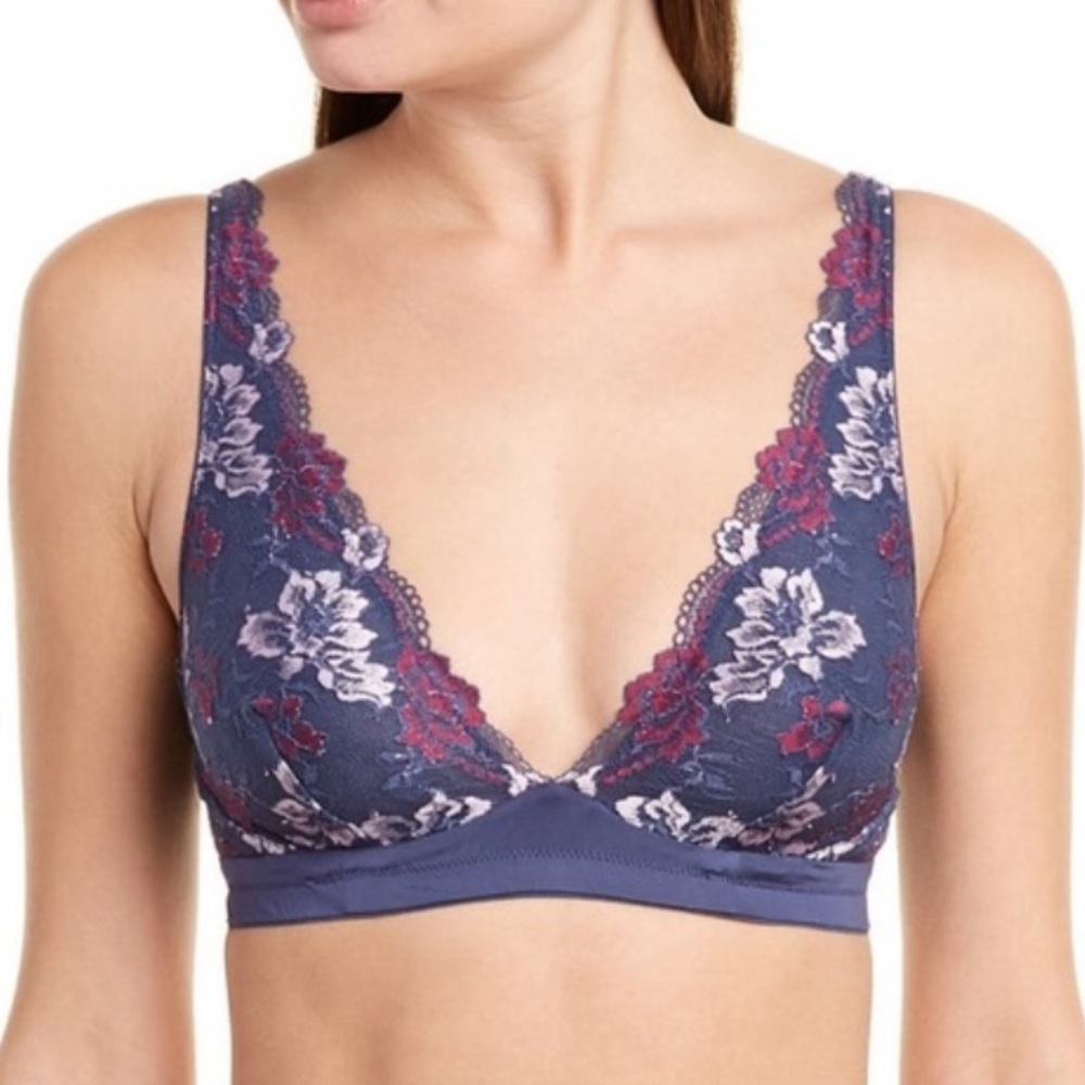 New Free People Cosabella  Savona Bralette Medium Peony Pink Periwinkle NWT